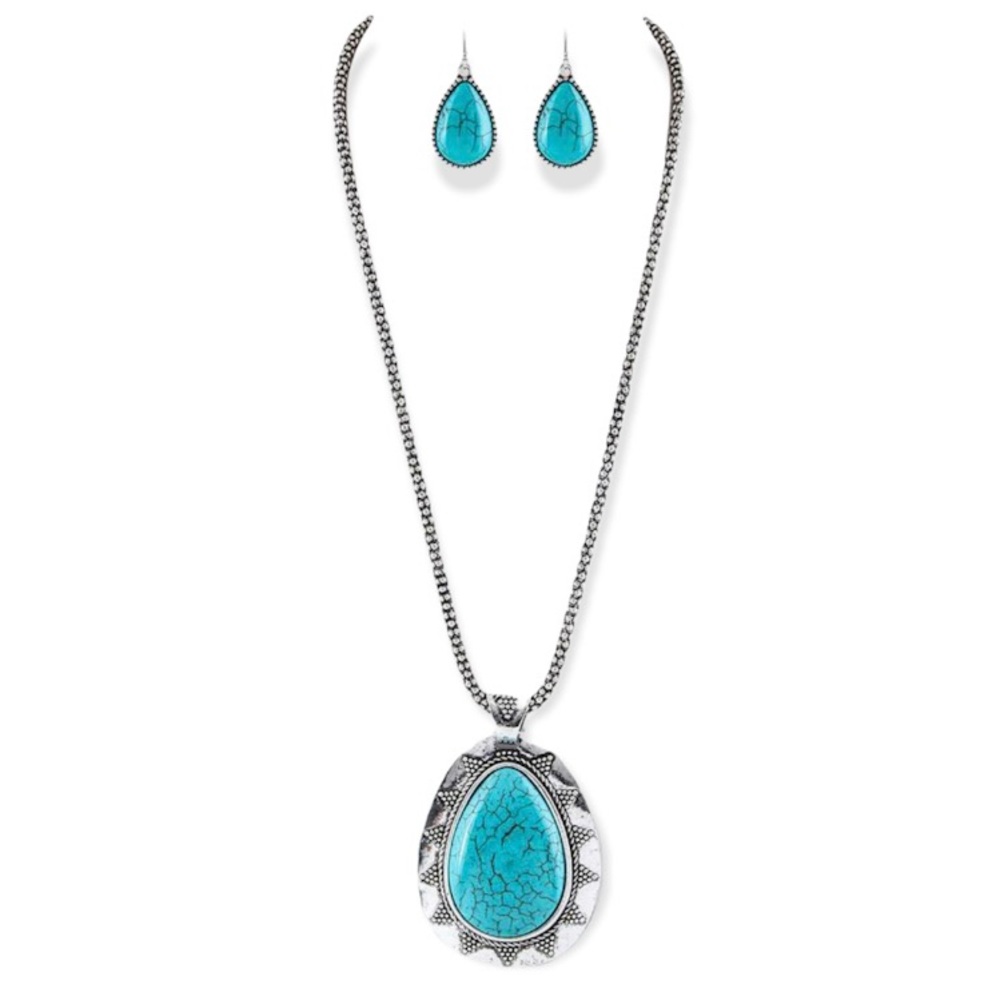 Pave stone pendant Necklace Set